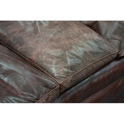 581 - CHESTERFIELD SOFA, 77cm H x 239cm x 109cm, late Victorian in old red leather.