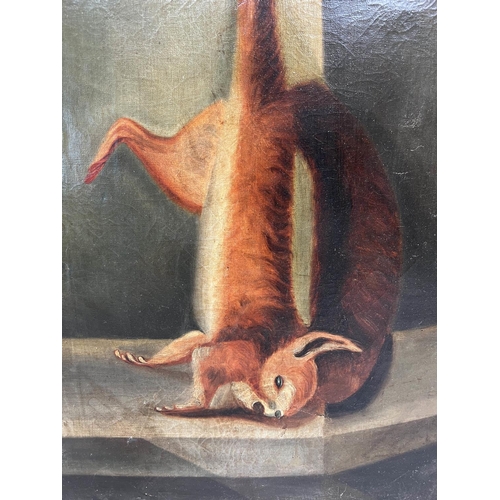 31 - 19TH CENTURY SCOTTISH SCHOOL 'Taxidermy Red Squirrel', oil on canvas, 45cm x 34cm.