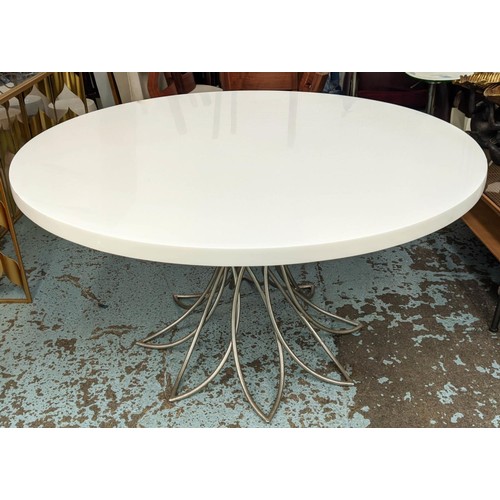 546 - DINING TABLE, 139cm x 76cm, resin top on silvered metal base.