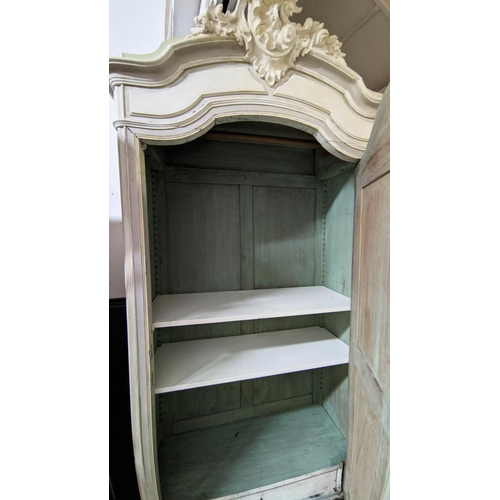 194 - ARMOIRE, 108cm W x 236cm H x 63cm H, French distressed 19th century cream and grey painted with a be... 