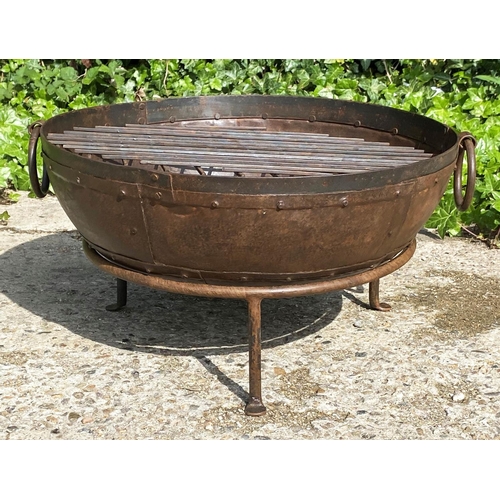 596 - INDIAN KADAI FIRE BOWL, on stand, 60cm diameter.