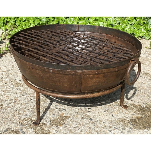 596 - INDIAN KADAI FIRE BOWL, on stand, 60cm diameter.