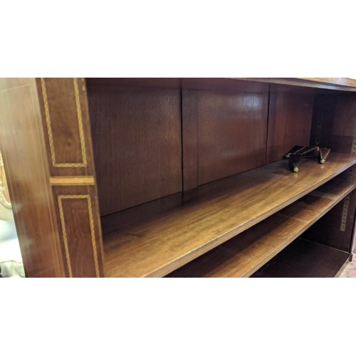 205 - BOOKCASE, 133cm x 29cm x 94cm H, Edwardian style mahogany with canted corners and inlaid detail on d... 