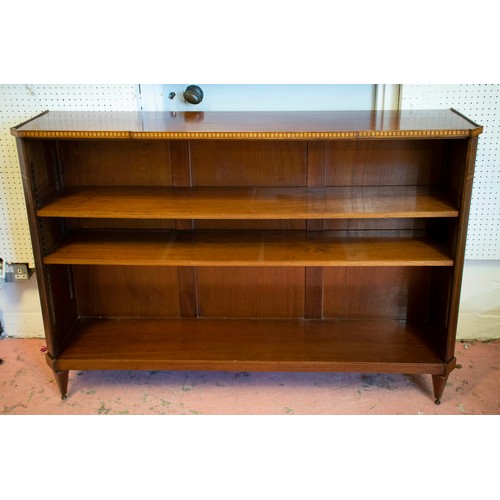 205 - BOOKCASE, 133cm x 29cm x 94cm H, Edwardian style mahogany with canted corners and inlaid detail on d... 