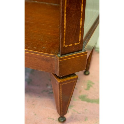 205 - BOOKCASE, 133cm x 29cm x 94cm H, Edwardian style mahogany with canted corners and inlaid detail on d... 