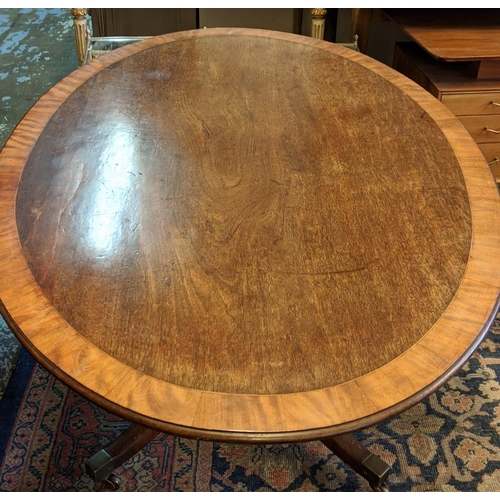 200 - BREAKFAST TABLE, 73cm H x 145cm W x 100cm D, George III mahogany, with oval satinwood crossbanded ti... 