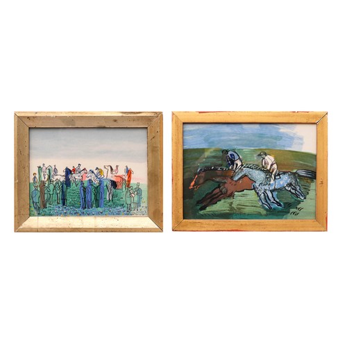 AFTER RAOUL DUFY (French, 1877–1953) 'At the Races', 1957, a pair of wood engravings, suite 'Centaures et les Jeux', 15cm x 20cm each, framed. (2)