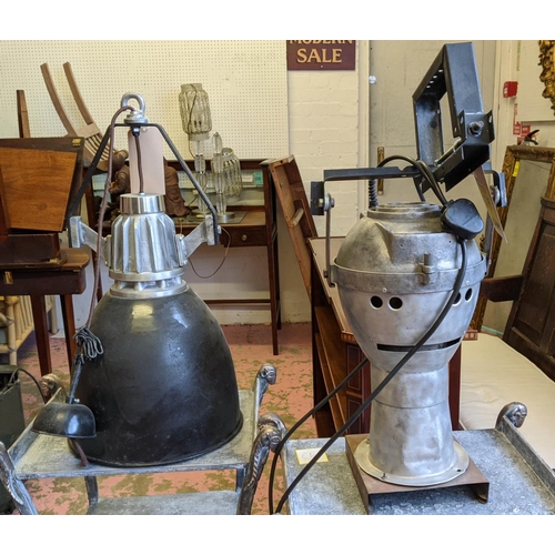 346 - THEATRICAL EQUIPMENT, five pieces, comprising theatre lights and associated equipment. (5)