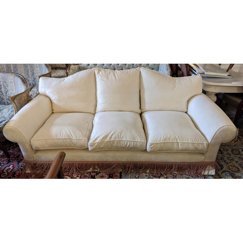 347 - SINCLAIR MELSON SOFA, 103cm D x 240cm W x 80cm H, with humpback and bullion fringe.