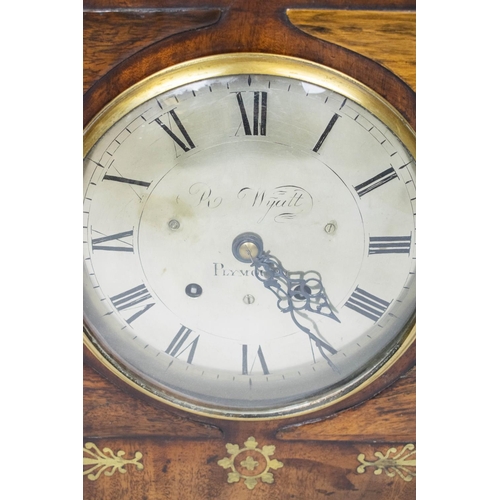 14 - BRACKET CLOCK, 55cm H x 36cm x 16cm, Regency rosewood and brass inlaid with brass face inscribed R W... 