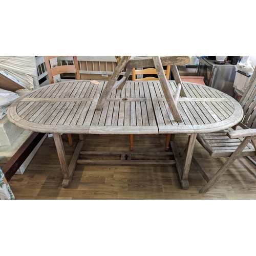 341 - HARROGATE COLLECTION GARDEN SET, including table 75cm H x 160cm L fully extended 205cm L x 110cm and... 