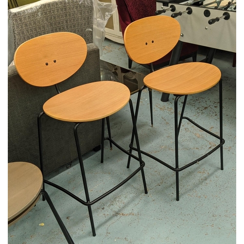 408 - BARSTOOLS, a pair, 93cm H, 1960s Danish style. (2)