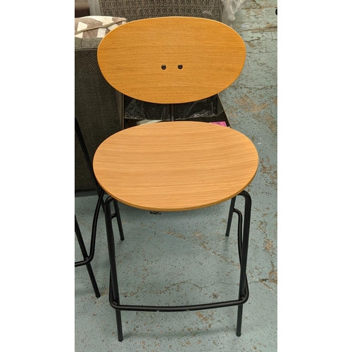 408 - BARSTOOLS, a pair, 93cm H, 1960s Danish style. (2)