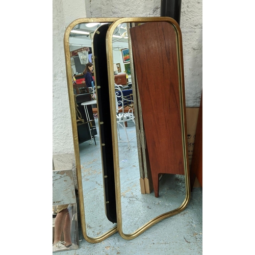 404 - WALL MIRRORS, a pair, 1950's Italian style, gilt frames, 124cm x 58cm. (2)