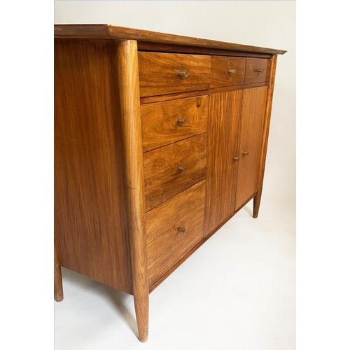 427 - CABINET, 1970s vintage teak with six drawers and two doors, 122cm W x 46cm D x 87cn H.