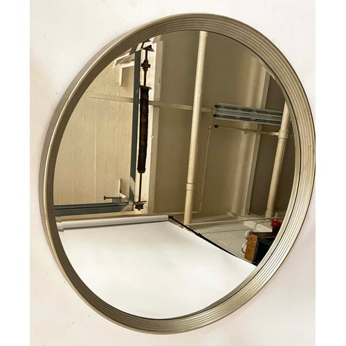 431 - CIRCULAR WALL MIRROR, silver gilt reeded angled frame and bevelled plate, 107cm W.