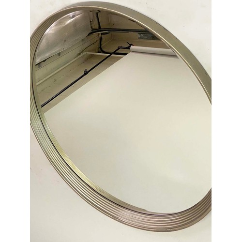 431 - CIRCULAR WALL MIRROR, silver gilt reeded angled frame and bevelled plate, 107cm W.