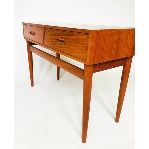 432 - SIDE TABLE, 1970's Danish teak with two frieze drawers, 46cm x 107cm x 76cm H.