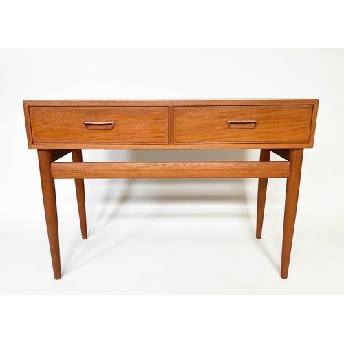 432 - SIDE TABLE, 1970's Danish teak with two frieze drawers, 46cm x 107cm x 76cm H.