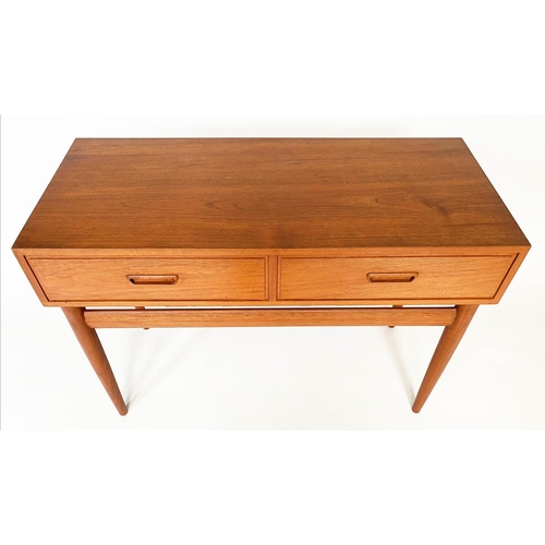 432 - SIDE TABLE, 1970's Danish teak with two frieze drawers, 46cm x 107cm x 76cm H.