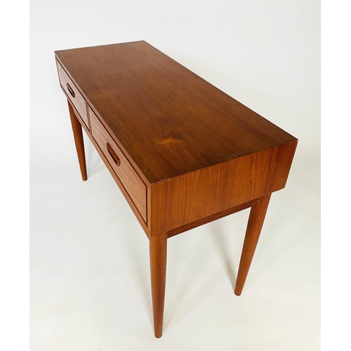 432 - SIDE TABLE, 1970's Danish teak with two frieze drawers, 46cm x 107cm x 76cm H.