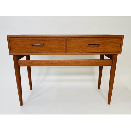 432 - SIDE TABLE, 1970's Danish teak with two frieze drawers, 46cm x 107cm x 76cm H.