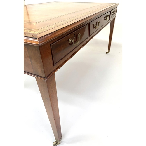 205 - WILLIAM TILLMAN PARTNERS WRITING TABLE, George III design mahogany, gilt tooled hide and six frieze ... 