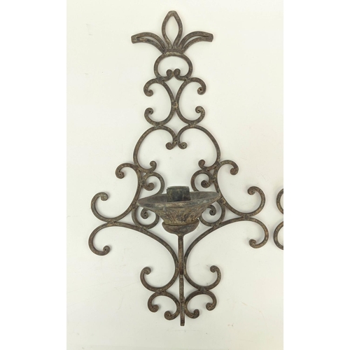 598 - OKA WALL SCONCES, a pair, each 53cm x 51cm, metal. (2)