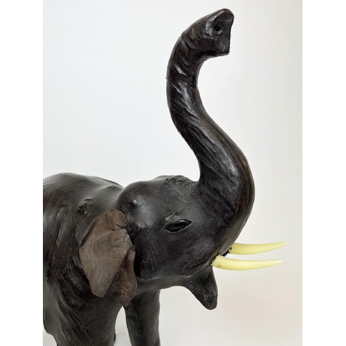 1 - LEATHER ELEPHANT, Liberty style, 62cm W x 73cm H.