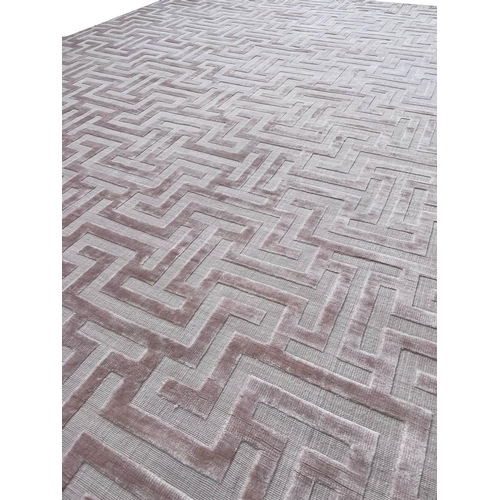 104 - CONTEMPORARY ART DECO DESIGN SILK CARPET, 370cm x 272cm, geometric field.