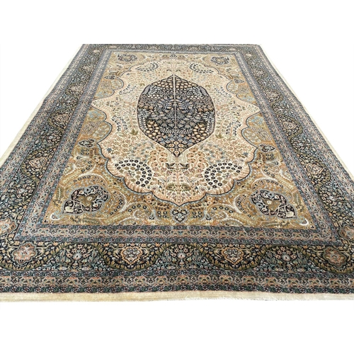 105 - FINE PART SILK KASHMIR CARPET, 300cm x 205cm.