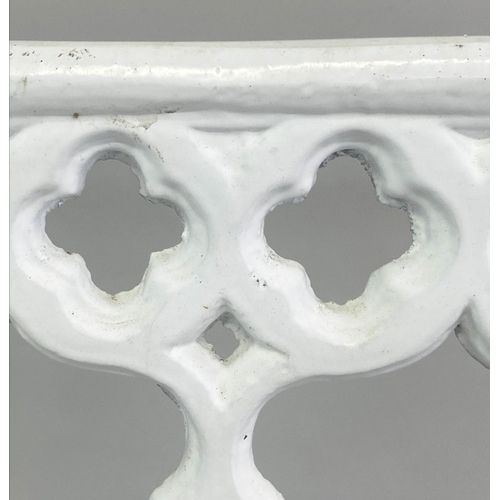 142 - GARDEN BENCH, 19th century style Gothic tracery cast aluminium, 89cm W.