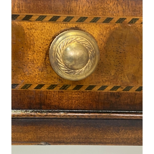 145 - HALL/SERVING TABLE, Regency design, walnut crossbanded and chequer lined, with two frieze drawers, 1... 