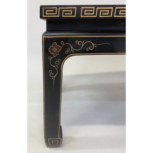 154 - LOW TABLE, rectangular Chinese black lacquer and gilt Chinoiserie decoration, 91cm x 46cm x 40cm H.