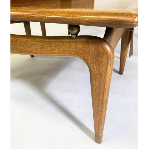 163 - LAMP TABLES BY 'LANE', a pair, American walnut, each with drawer and stage, 56cm H x 56cm W x 75cm D... 