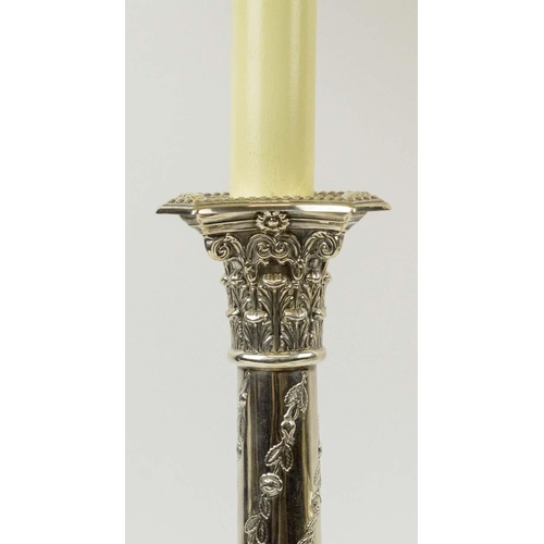 19 - TABLE LAMP, converted from an Edwardian silver candlestick, Sheffield 1905, in the Neo-Classical rev... 