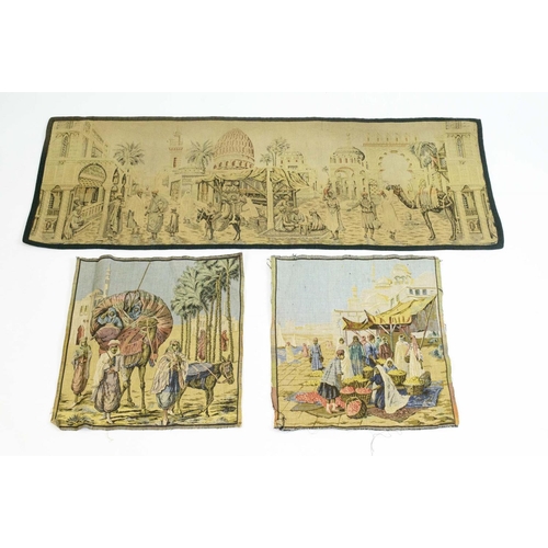 27 - NEEDLEPOINT TAPESTRIES, six Arabian scenes, 135cm L x 50cm W. (6)