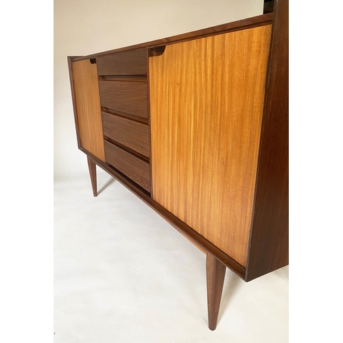 351 - FYNE LADYE OF BANBURY AFROMOSIA SIDEBOARD, 1970s with two doors and four drawer, 152cm W x 50cm D x ... 