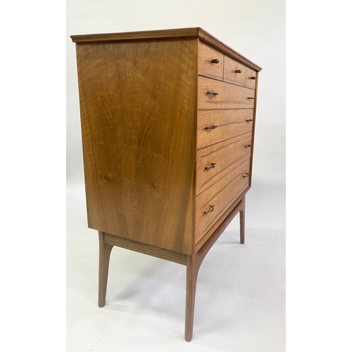 360 - COX CHEST, 87cm x 46cm x 106cm, 1960's walnut and teak with five long drawers on stand.