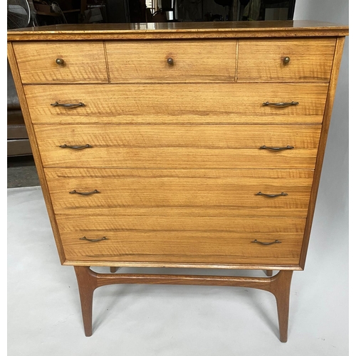 360 - COX CHEST, 87cm x 46cm x 106cm, 1960's walnut and teak with five long drawers on stand.