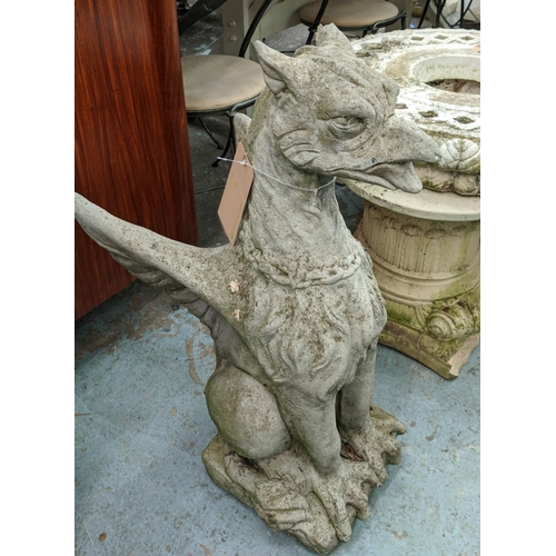 378 - ARCHITECTURAL GARDEN GRIFFIN, composite stone, 75cm H.