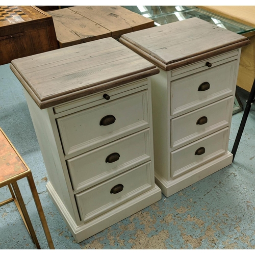 390 - BEDSIDE CHESTS, a pair, each 47cm x 38cm x 75cm H. (2)