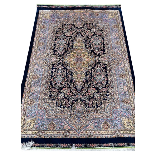 93 - FINE SILK QUM DESIGN RUG, 145cm x 100cm.