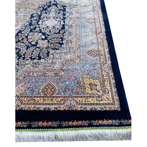 93 - FINE SILK QUM DESIGN RUG, 145cm x 100cm.