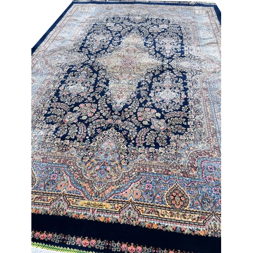 93 - FINE SILK QUM DESIGN RUG, 145cm x 100cm.