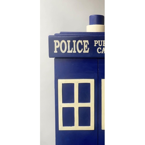 587 - POLICE BOX DRINKS CABINET, 172cm H x 45cm sq.