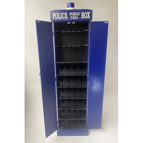 587 - POLICE BOX DRINKS CABINET, 172cm H x 45cm sq.