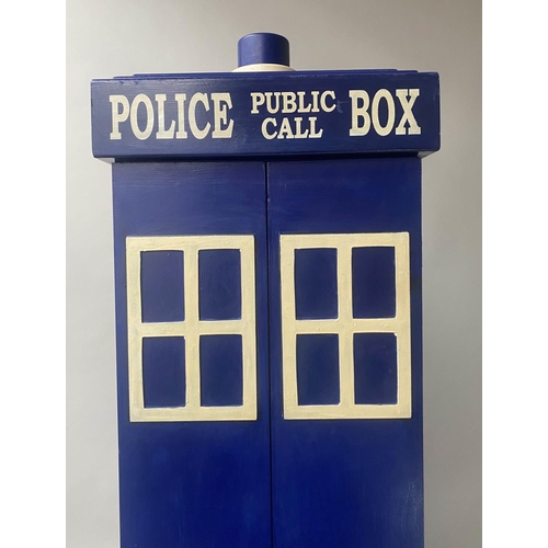 587 - POLICE BOX DRINKS CABINET, 172cm H x 45cm sq.