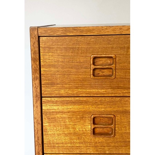 357 - TEAK CHEST, 1960s teak with four long drawers, 87cm W x 40cm D x 70cm H.