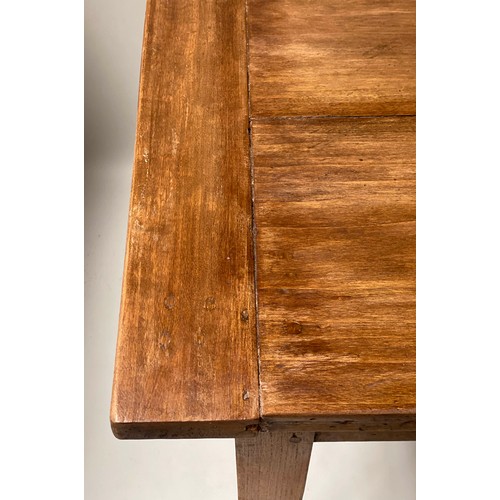 607 - FARMHOUSE TABLE, 19th century French cherrywood planked and cleated with frieze drawer, 208cm x 80cm... 